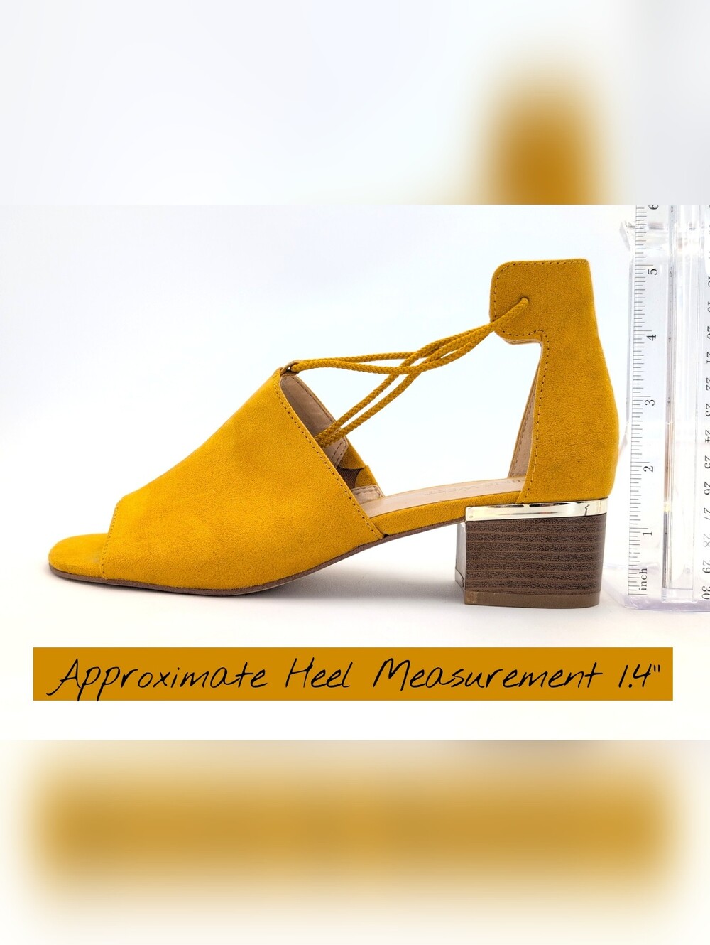 Nine West Sz 7M "Youdidto" Mustard Block Wood Heel Pearl Tassel Open Toe Sandals - Picture 13 of 16